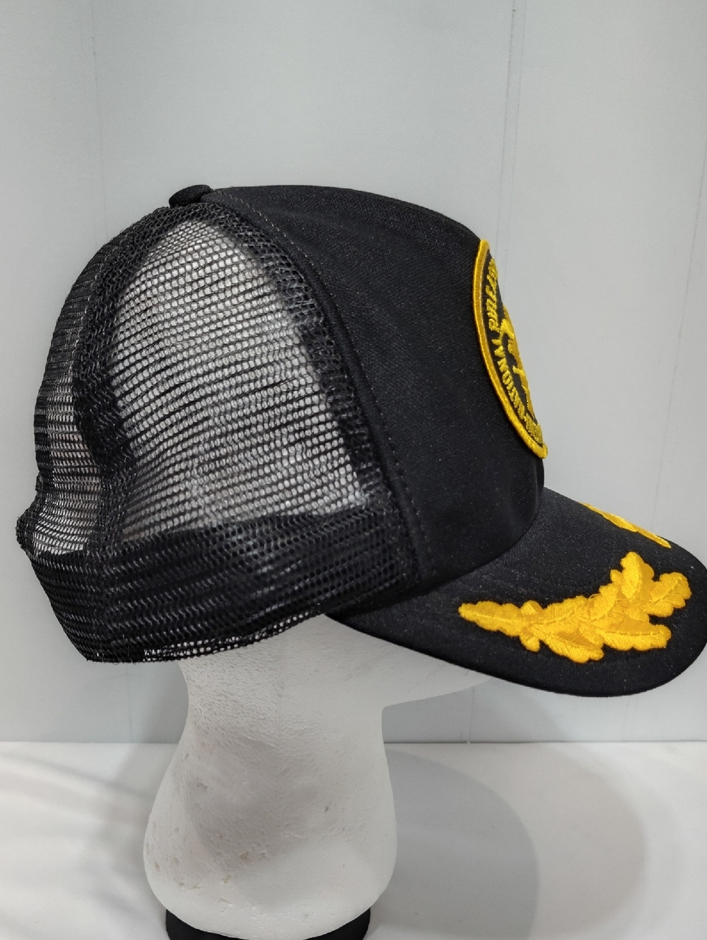 Vintage National Rifle Association NRA Snapback Hat Black Gold USA Made Trucker - Picture 4 of 6